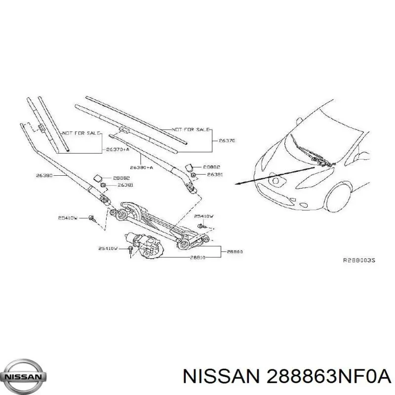  Рычаг-поводок стеклоочистителя лобового стекла Nissan LEAF 