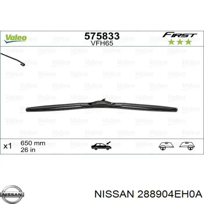 288904EH0A Nissan щетка-дворник лобового стекла водительская