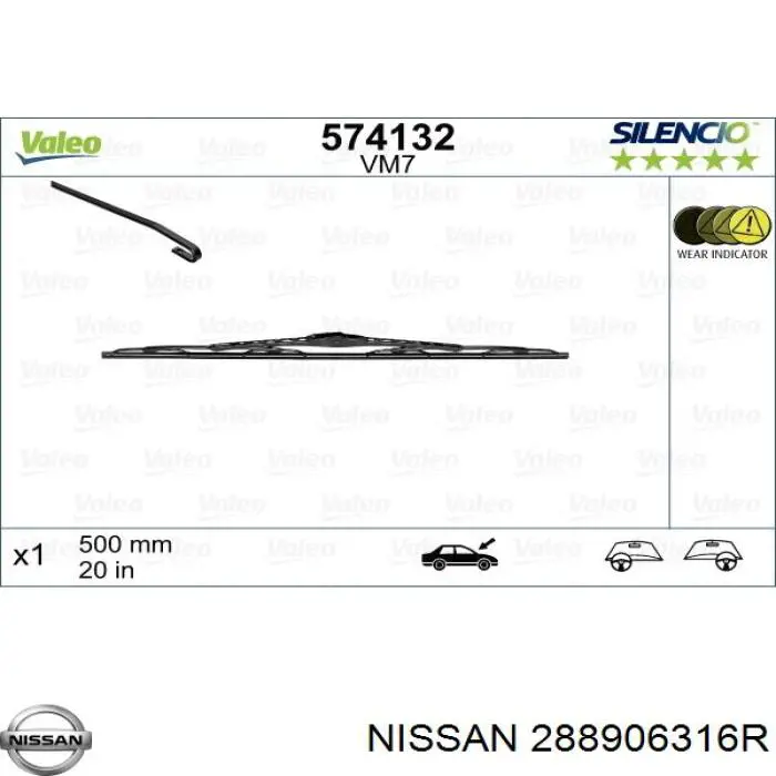288906316R Nissan щетка-дворник лобового стекла пассажирская