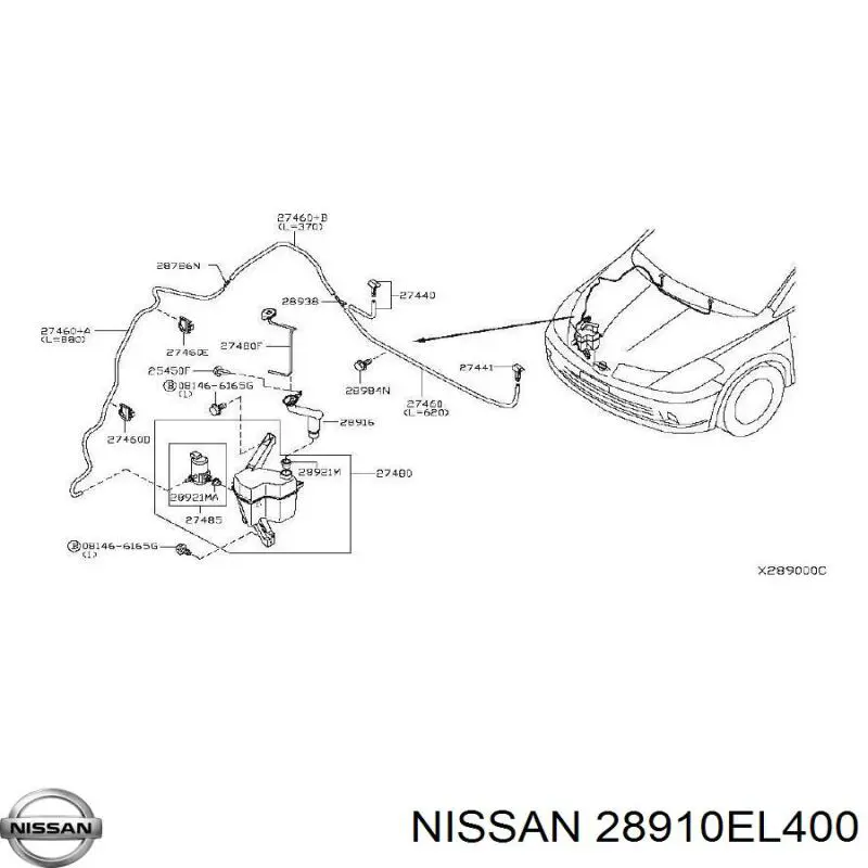 Бачок омывателя стекла Nissan 28910EL400