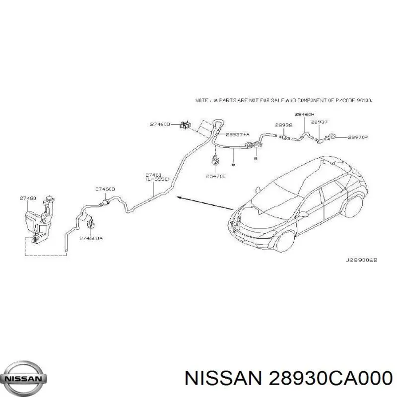 Купить 28930CA000 Nissan/Infiniti Сопло омывателя лобового стекла