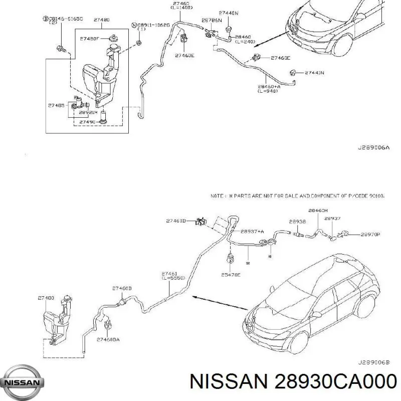Форсунка омывателя лобового стекла на Nissan Murano Z50