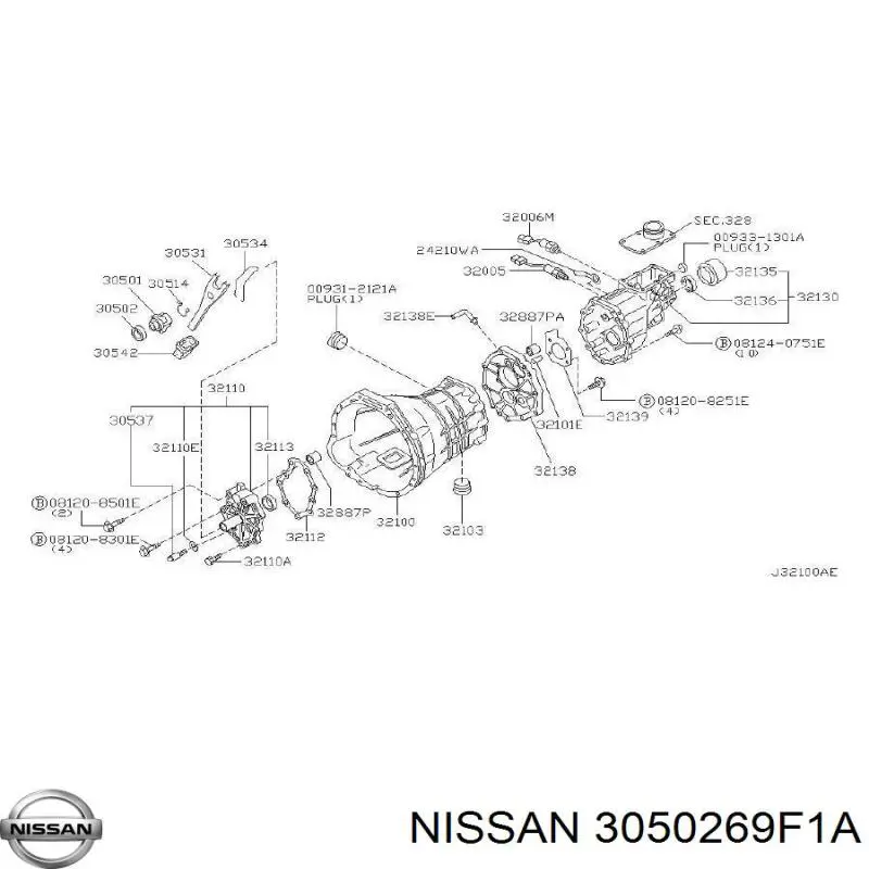3050269F1A NISSAN Cojinete de desembrague original y equivalente