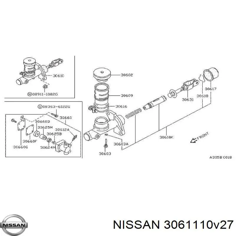 Ремкомплект главного цилиндра сцепления 3061110V27 Nissan/Infiniti