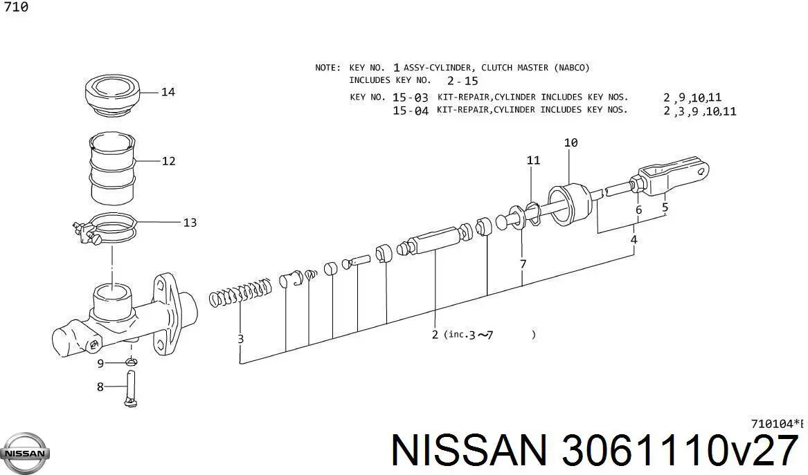 3061110V27 Nissan/Infiniti Ремкомплект главного цилиндра сцепления