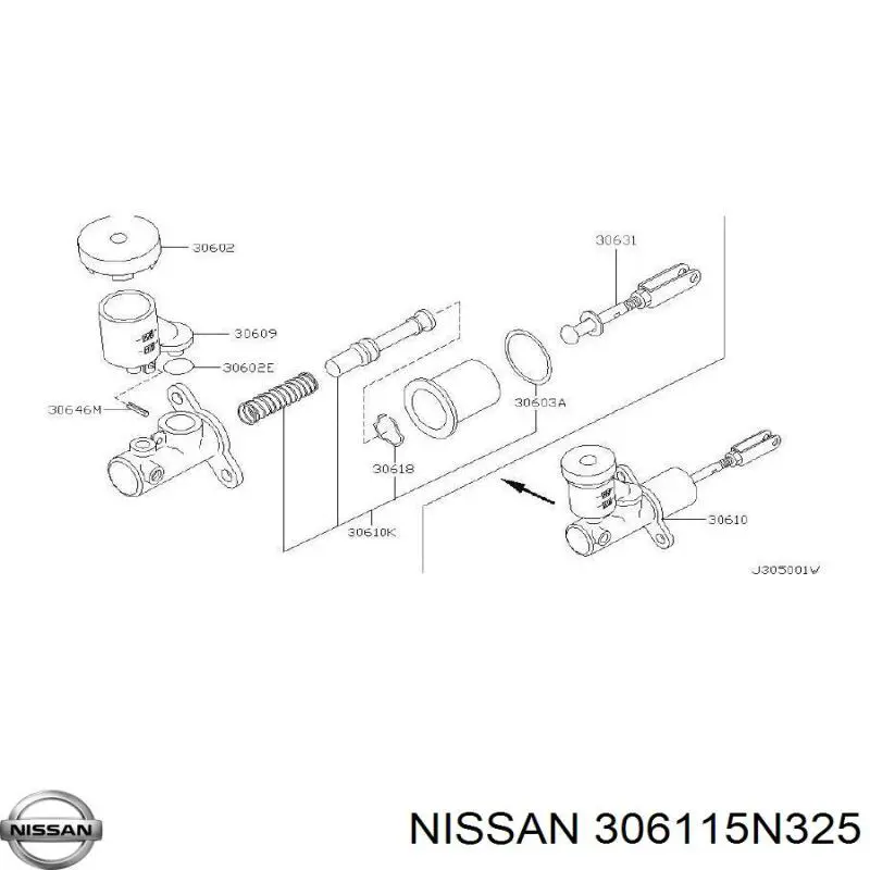 Ремкомплект главного цилиндра сцепления Nissan/Infiniti 306115N325 цена, от 19.89 USD