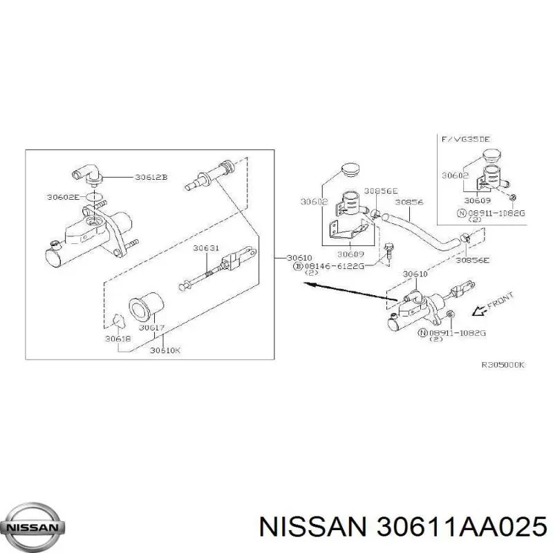 Ремкомплект главного цилиндра сцепления NISSAN 30611AA025