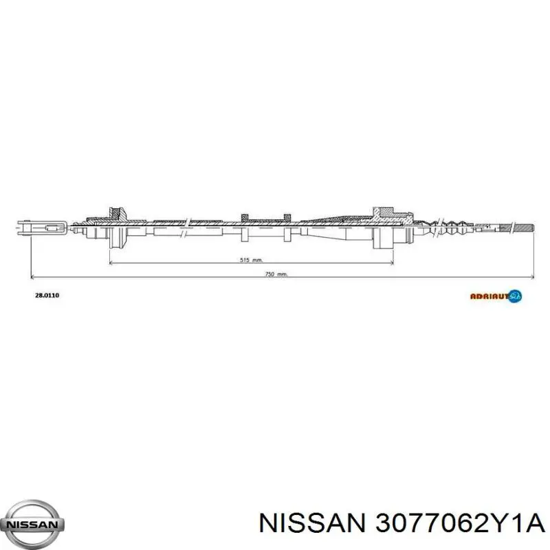 3077062Y1A Nissan/Infiniti Трос сцепления