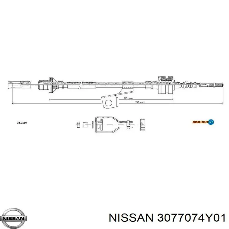 Купить 3077074Y01 Nissan/Infiniti Трос сцепления