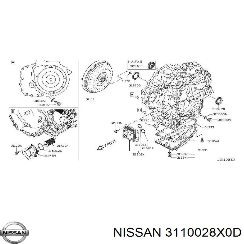 Гидротрансформатор АКПП Nissan/Infiniti 3110028X0A цена, от 84.75 USD