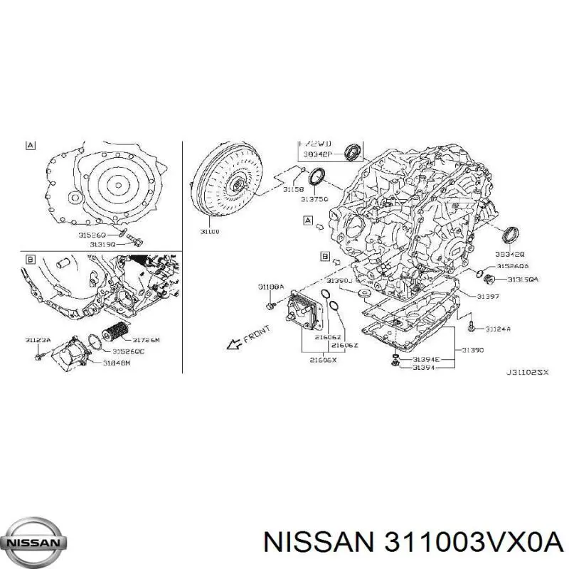 Гидротрансформатор 311003VX0A Nissan