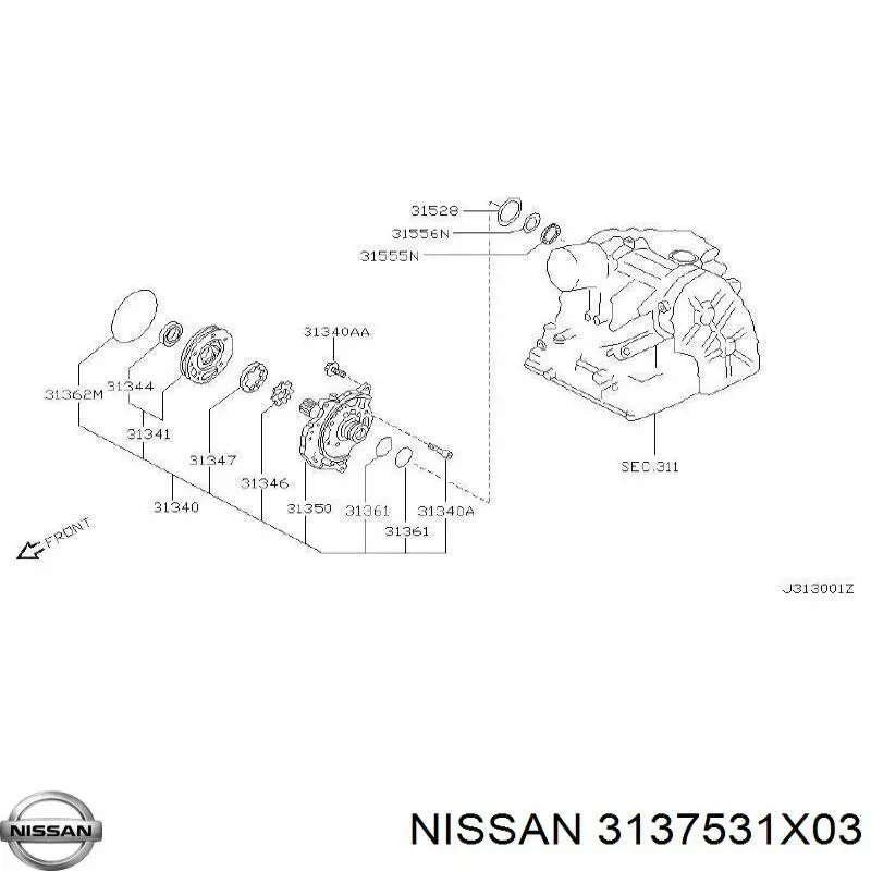 Купить 3137531X00 Nissan/Infiniti Сальник масляного насоса АКПП