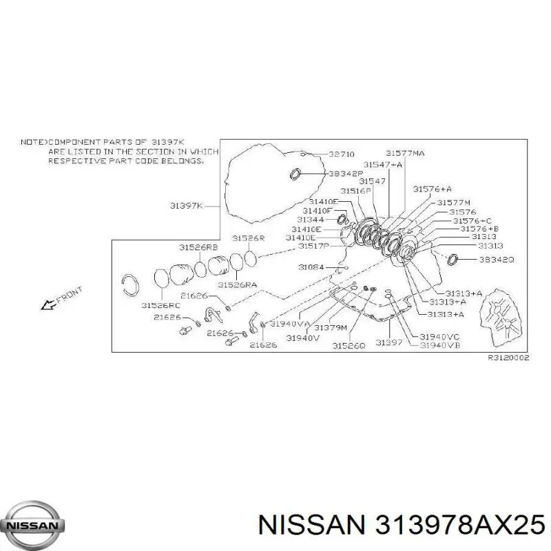 Купить 313978AX25 Nissan/Infiniti Ремкомплект АКПП