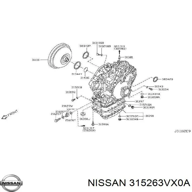 Купить 315263VX0A Nissan/Infiniti Кольцо уплотнительное фильтра АКПП