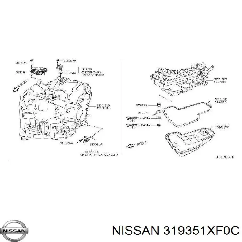 319351XF0C Nissan датчик скорости