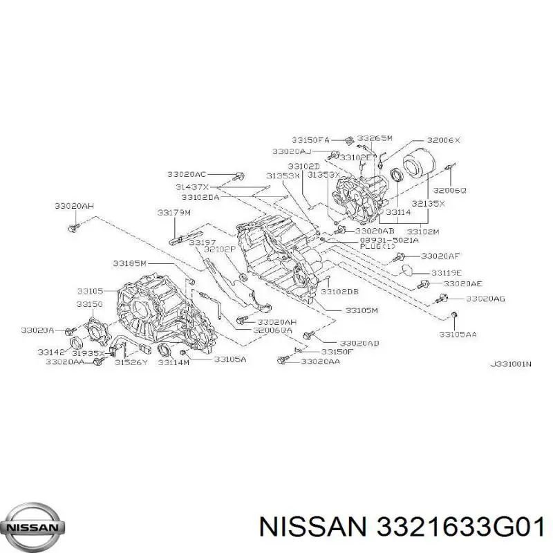 3321633G01 Nissan сальник раздаточной коробки, первичного вала
