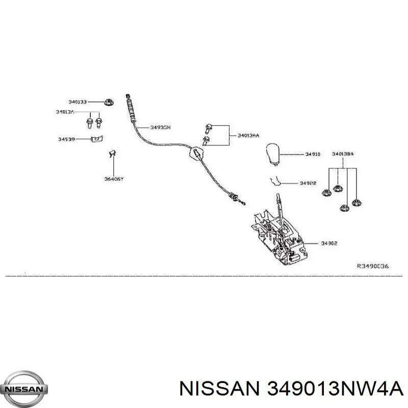 Механизм переключения передач Nissan/Infiniti 349013NW4A цена, от 24.86 USD