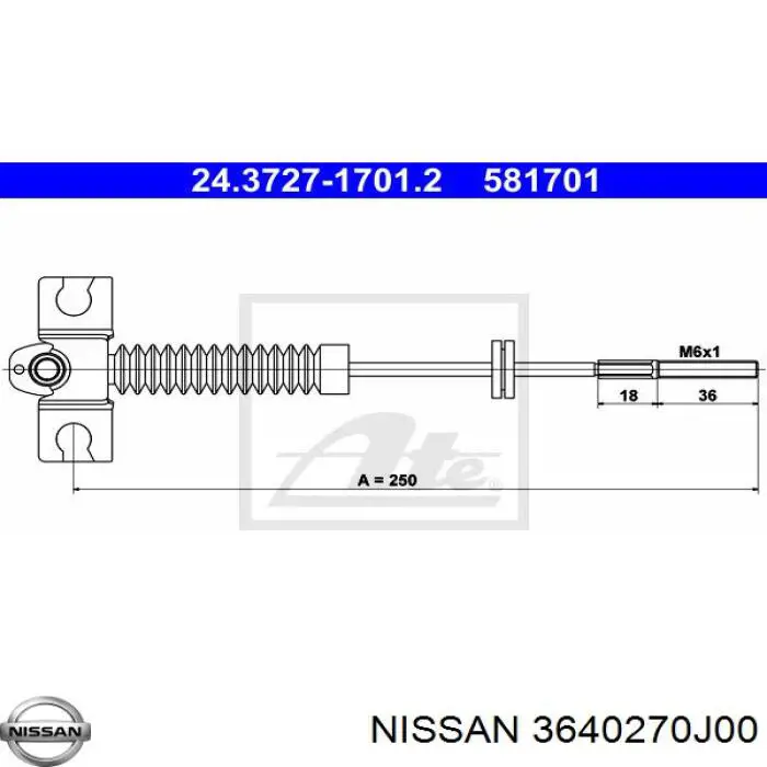 Передний трос ручника 3640270J00 Nissan