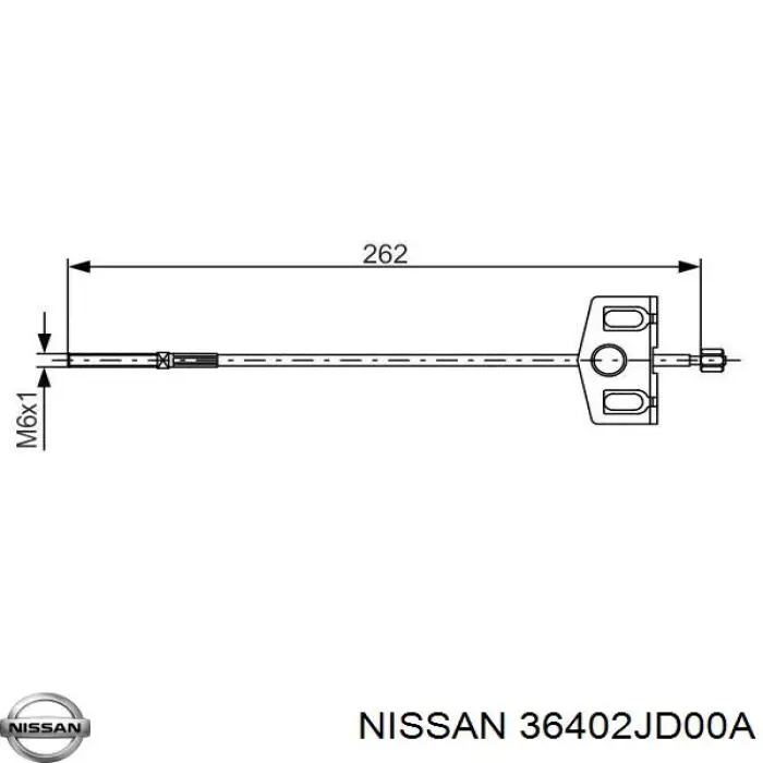 36402JD00A Nissan трос ручного тормоза передний