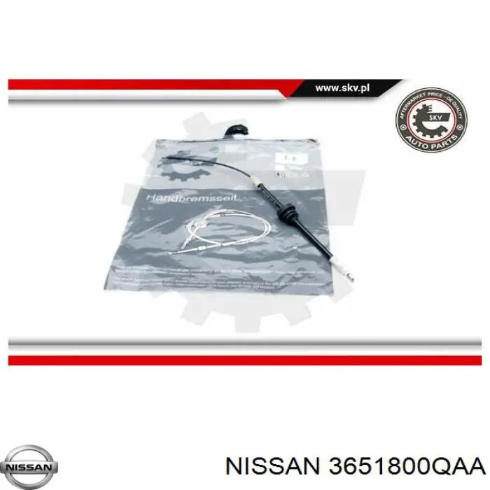 Трос ручного тормоза промежуточный 3651800QAA Nissan/Infiniti