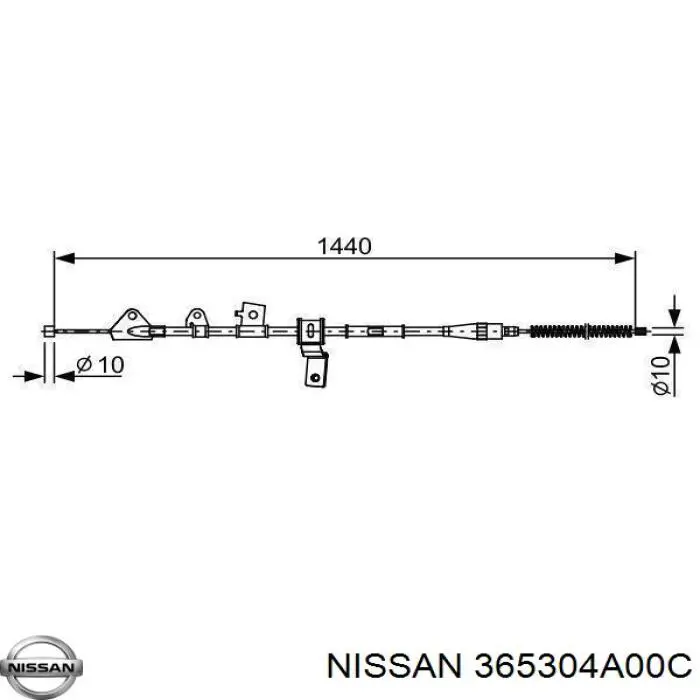 Трос ручника задний правый ABS K14009