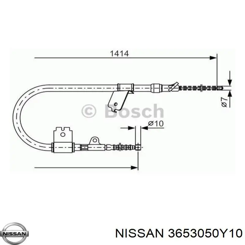 Купить 3653050Y10 Nissan/Infiniti Задний правый трос ручника