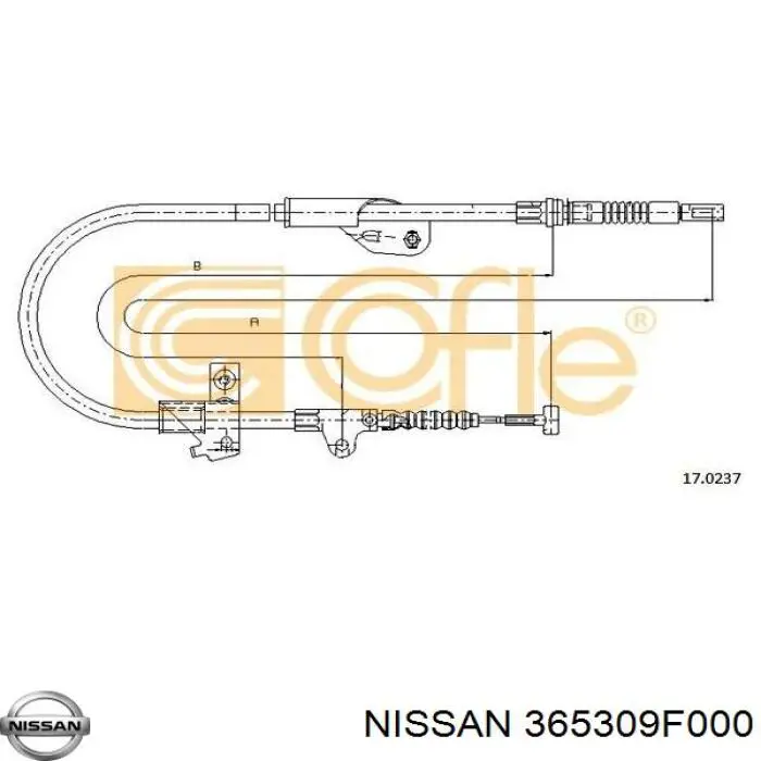 Купить 365309F000 Nissan/Infiniti Задний правый трос ручника