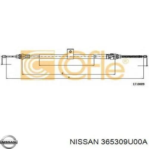 Трос стояночного тормоза задний правый Nissan/Infiniti 365309U00A цена, от 21.30 USD
