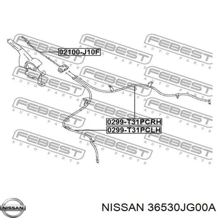 Трос стояночного тормоза задний правый Nissan/Infiniti 36530JG00A цена, от 26.81 USD