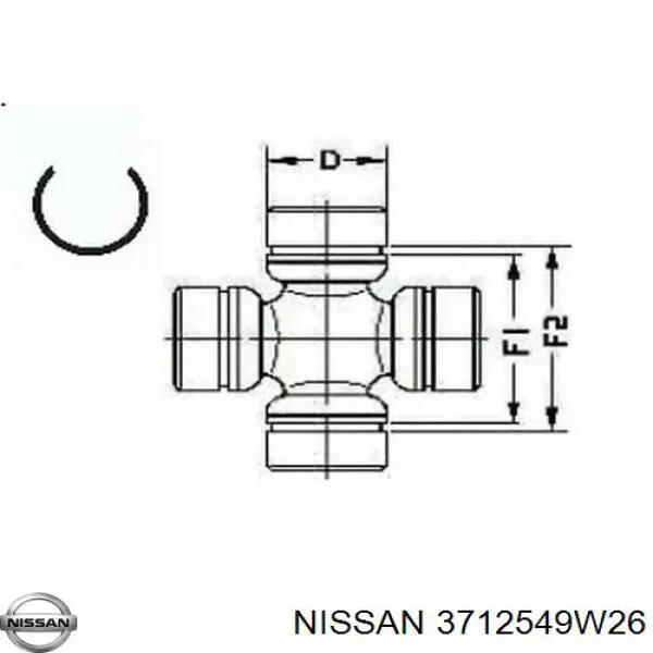 Cruceta de árbol de cardán trasero 3712549W26 Nissan