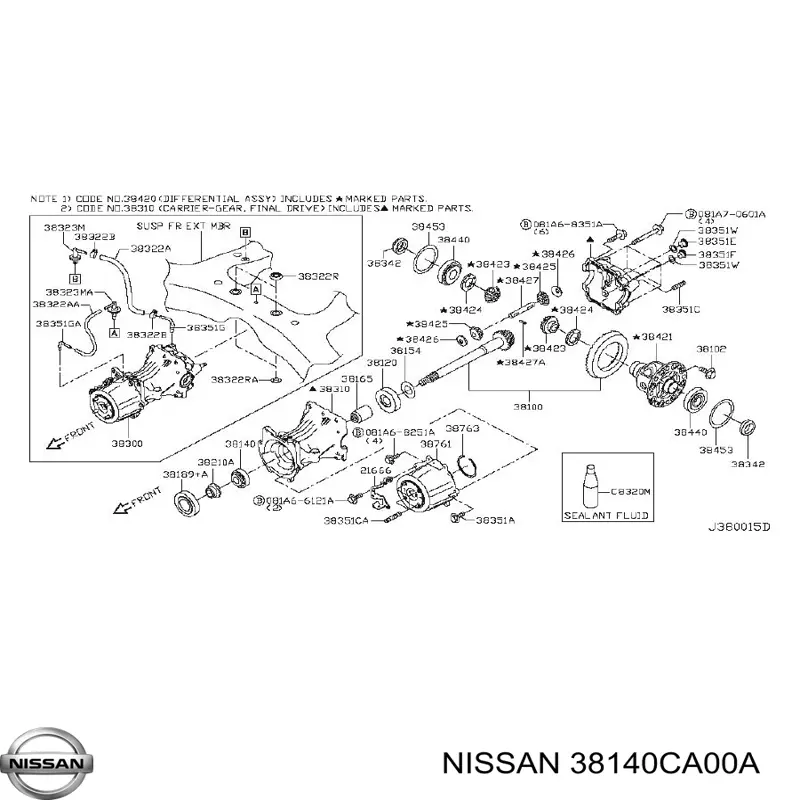 Rolamento de diferencial do eixo traseiro para Nissan Murano (Z51)