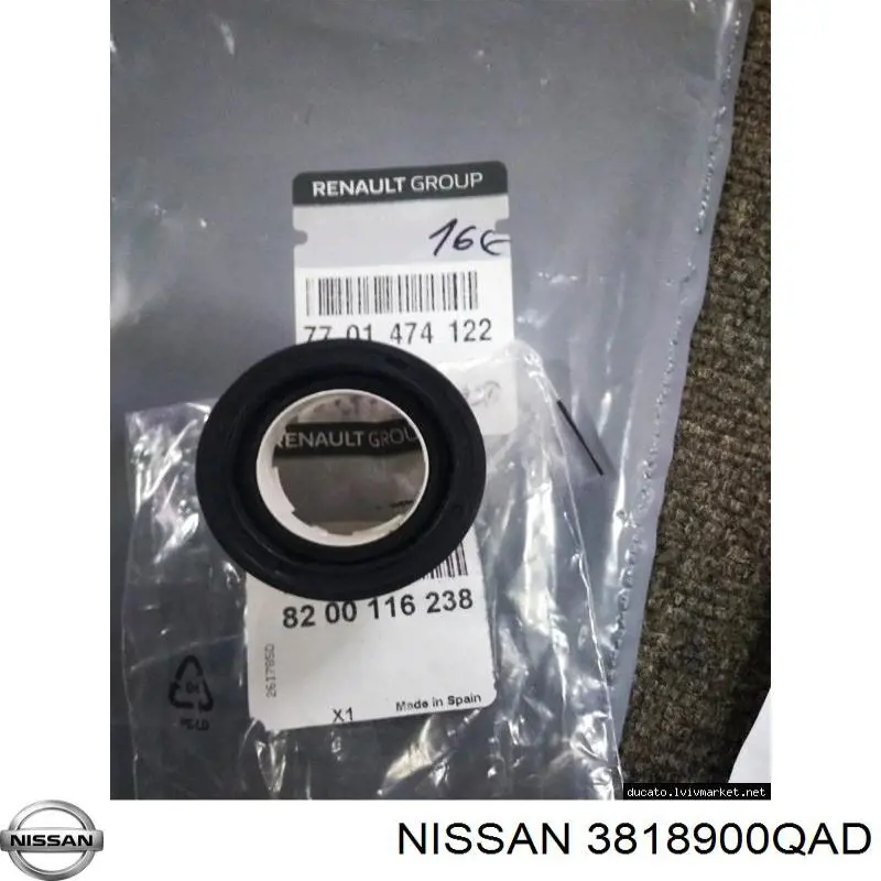3818900QAD NISSAN Anillo retén de semieje, eje delantero, derecho original y equivalente