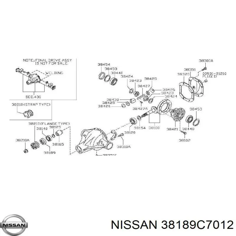 Сальник хвостовика редуктора заднего моста Nissan 38189C7012