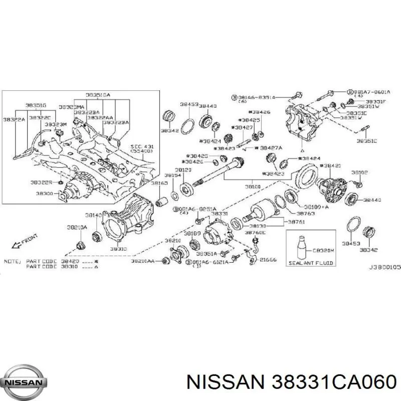Муфта подключения заднего моста Nissan 38331CA060