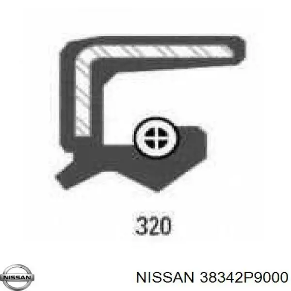 Anillo retén, diferencial eje trasero 38342P9000 Nissan