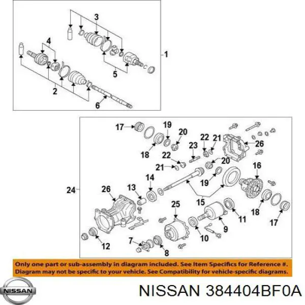 384404BF0B Nissan подшипник дифференциала заднего моста