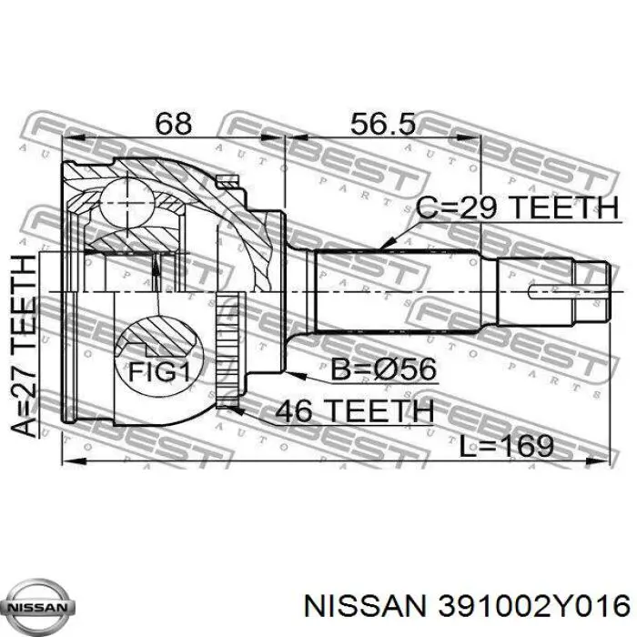 ШРУС наружный передний 391002Y016 Nissan/Infiniti
