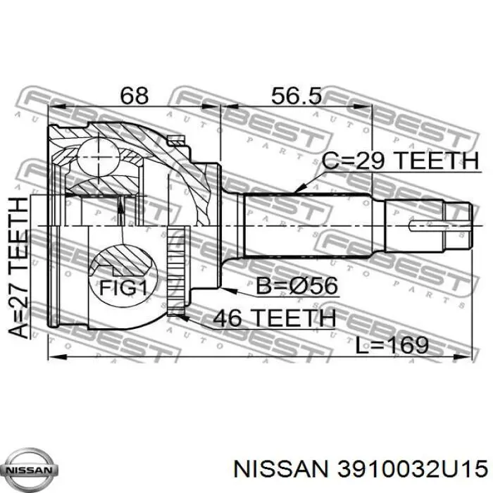 Привод передний правый Nissan/Infiniti 3910032U15 цена, от 126.98 USD