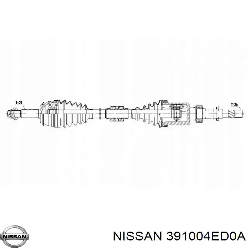 391004ED0C Nissan полуось (привод передняя правая)