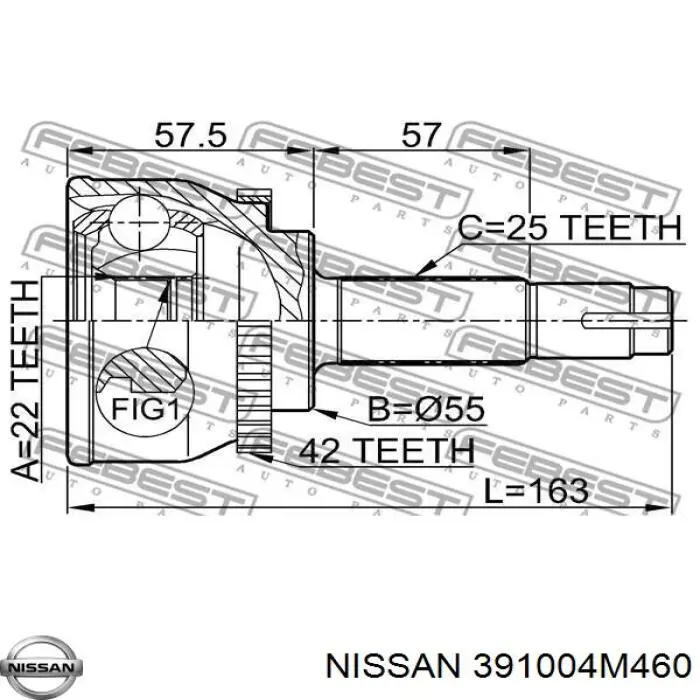 Привод передний левый Nissan/Infiniti 391014M460 цена, от 62.94 USD
