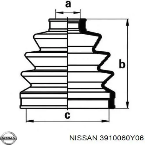 3910060Y06 Nissan/Infiniti Полуось передняя, правая