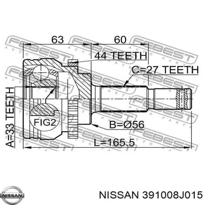 ШРУС наружный передний 391008J015 Nissan