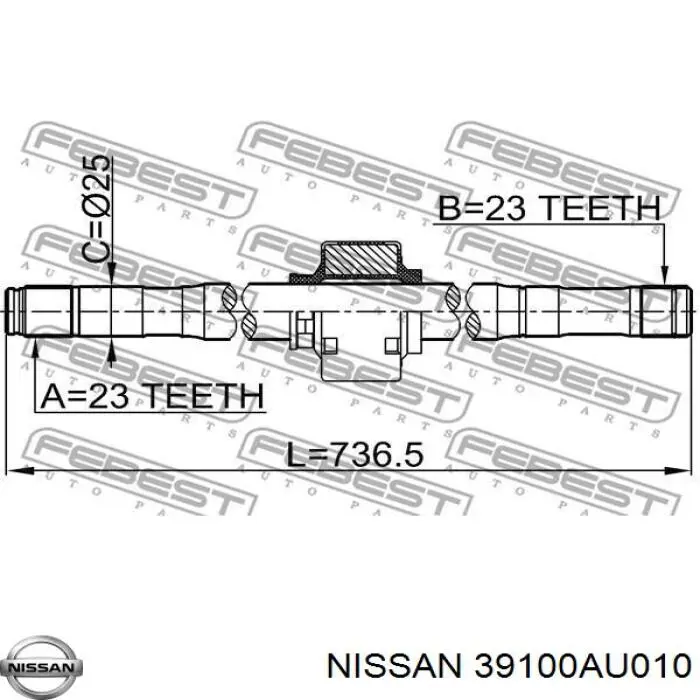 Привод передний правый Nissan/Infiniti 39100AU010 цена, от 118.64 USD