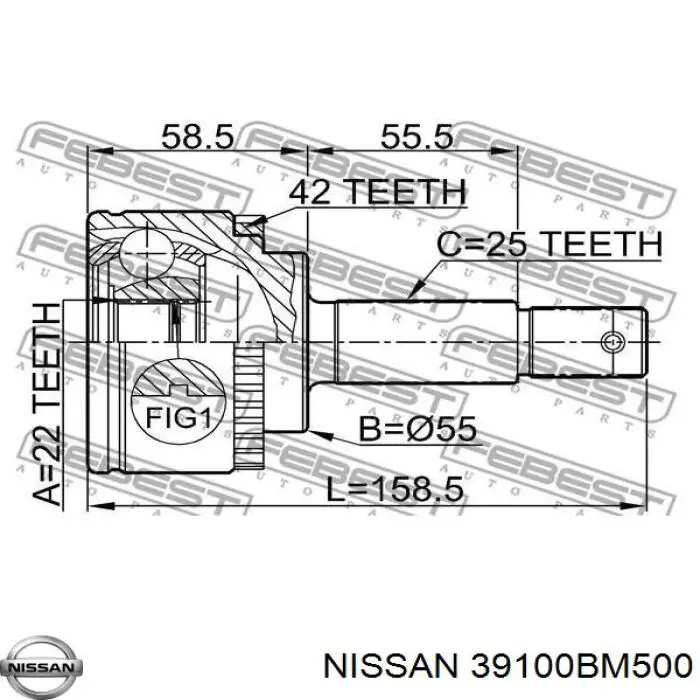 Привод передний правый Nissan/Infiniti 39100BM500 цена, от 27.21 USD