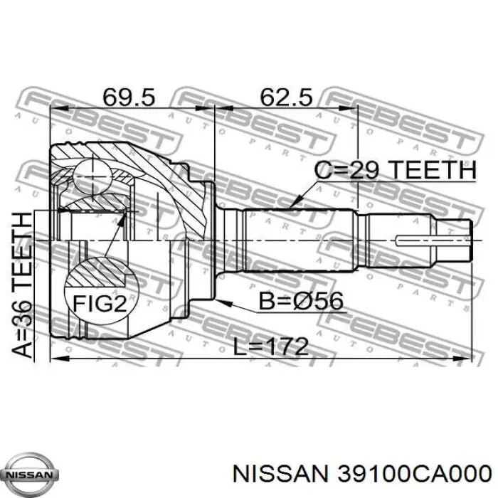 Купить 39100CA000 Nissan/Infiniti Вал приводной правый