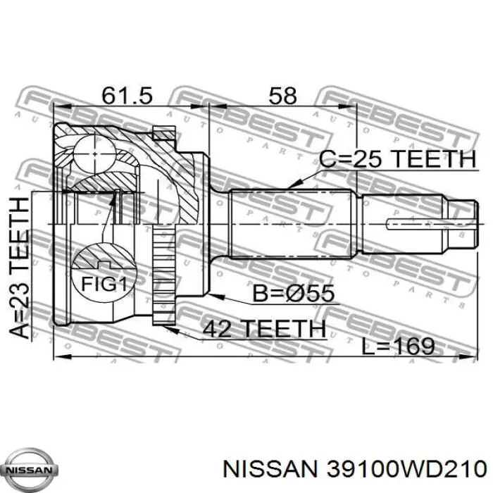 ШРУС наружный передний 39100WD210 Nissan