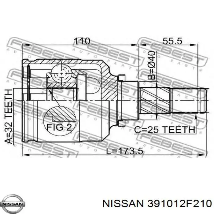 Левая полуось 391012F210 Nissan