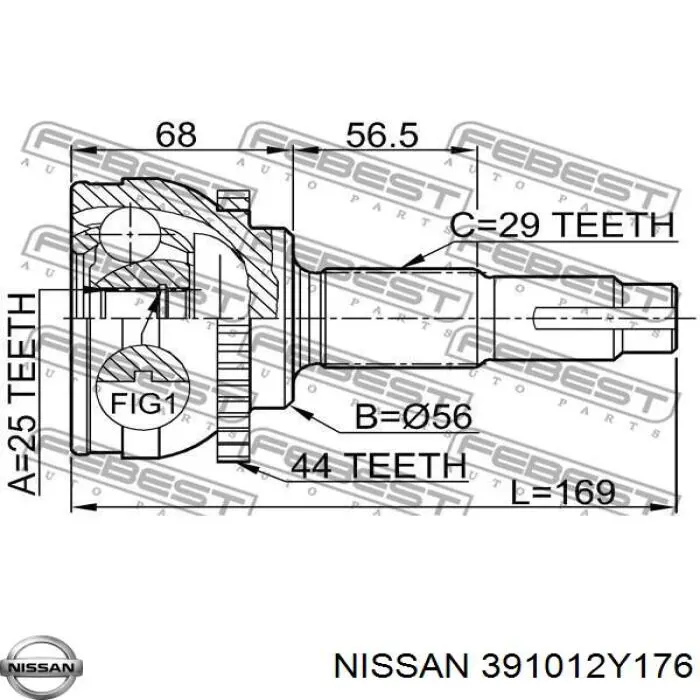 Левая полуось 391012Y176 Nissan/Infiniti
