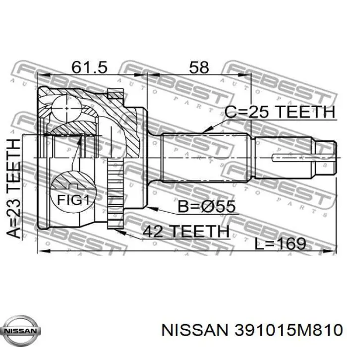 ШРУС наружный передний 391015M810 Nissan