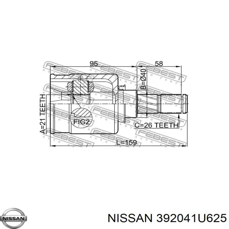 ШРУС внутренний передний Nissan 392041U625